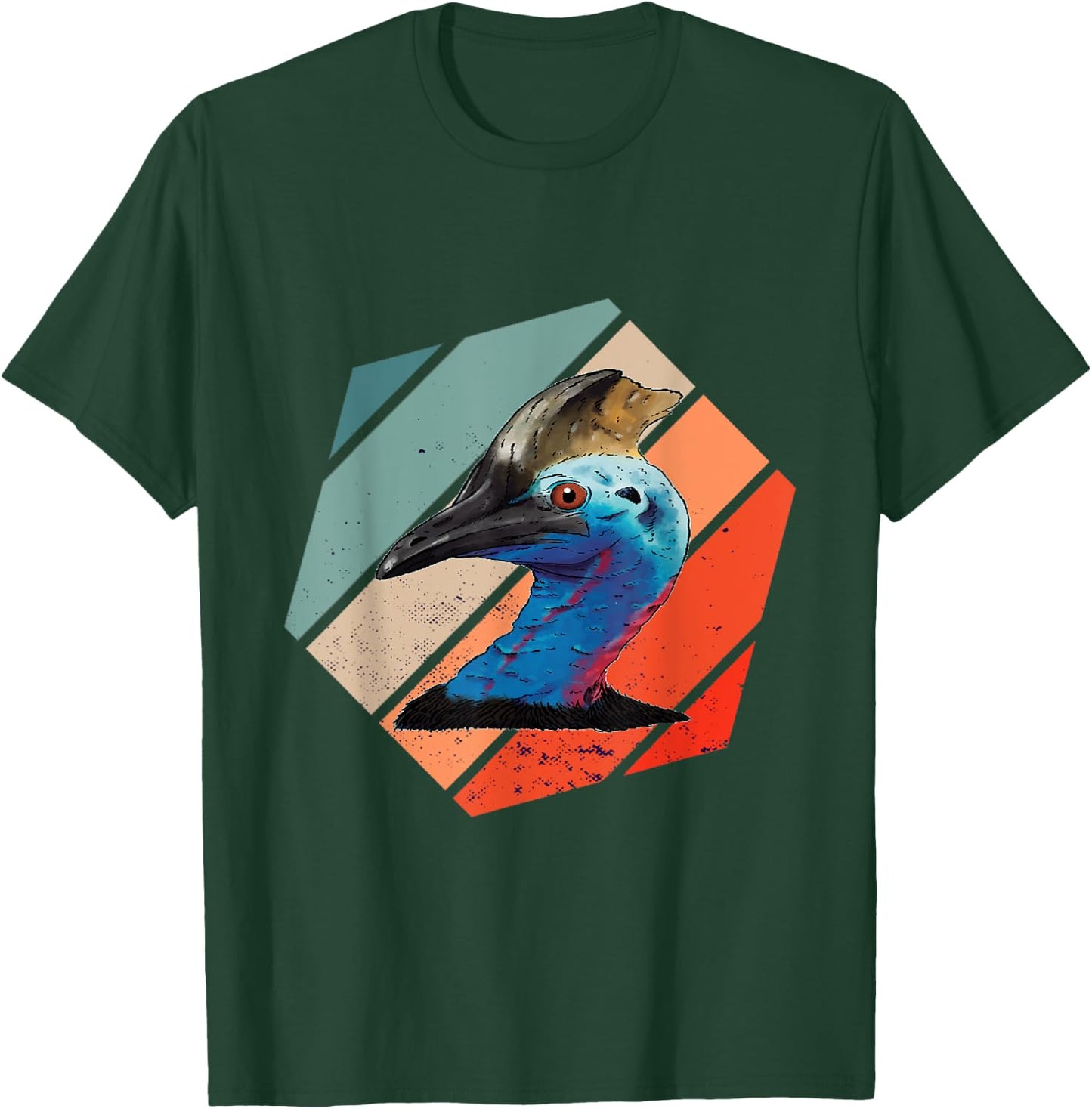 Cassowary Dino Bird Cassowary Bird Casque Hexa Vintage Retro T-Shirt - T-Shirt | Forest