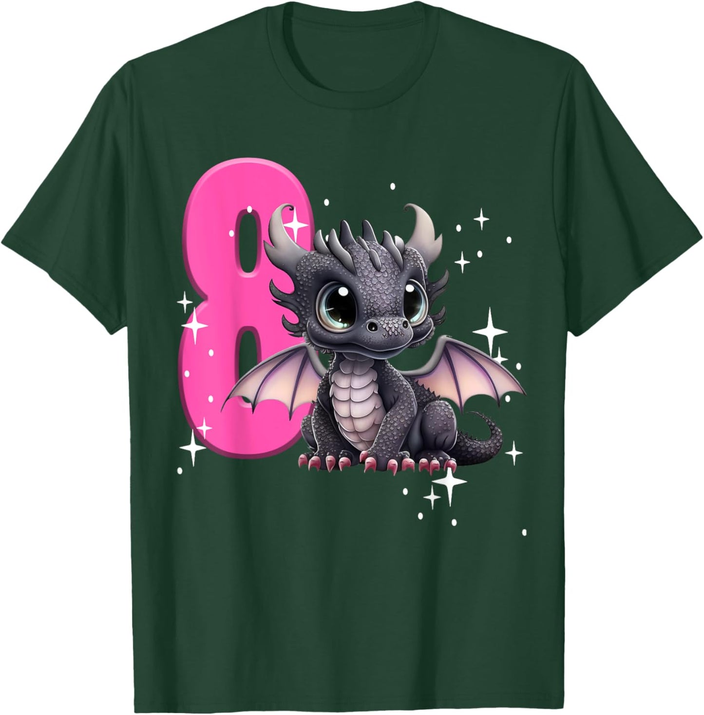 8th Birthday Shirt Dragon Party Birthday Girl Pink 8 Eight T-Shirt - T-Shirt | Forest