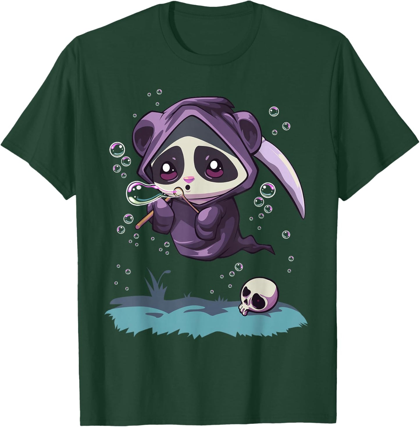 Pastel Goth Kawaii Panda Bear Reaper with Bubbles T-Shirt - T-Shirt | Forest