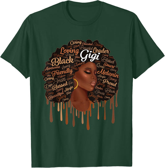 Melanin Black Queen Gigi African Woman Afro Mother’s Day T-Shirt - T-Shirt | Forest