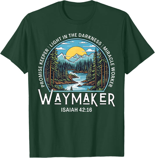Waymaker Promise Keeper Miracle Worker Christian Bible Verse T-Shirt - T-Shirt | Forest