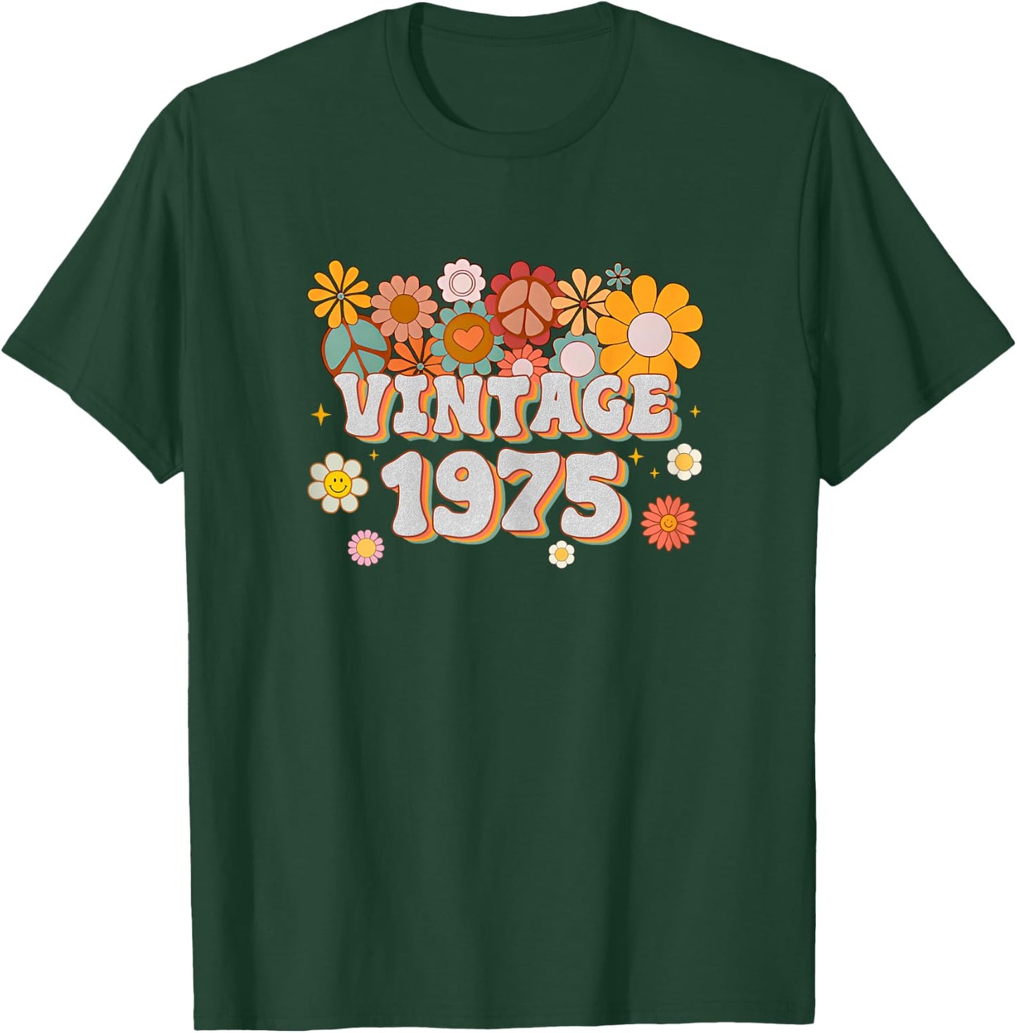 Vintage 1975 48th Birthday Gift Retro 48 Years Old Mom Dad T-Shirt - T-Shirt | Forest