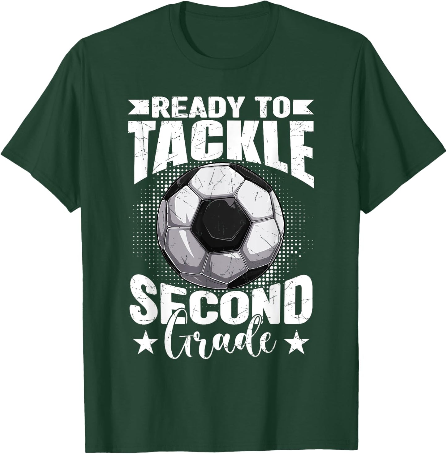 Ready To Tackle Second Grade Soccer Ball Back To School Boys T-Shirt - T-Shirt | Forest