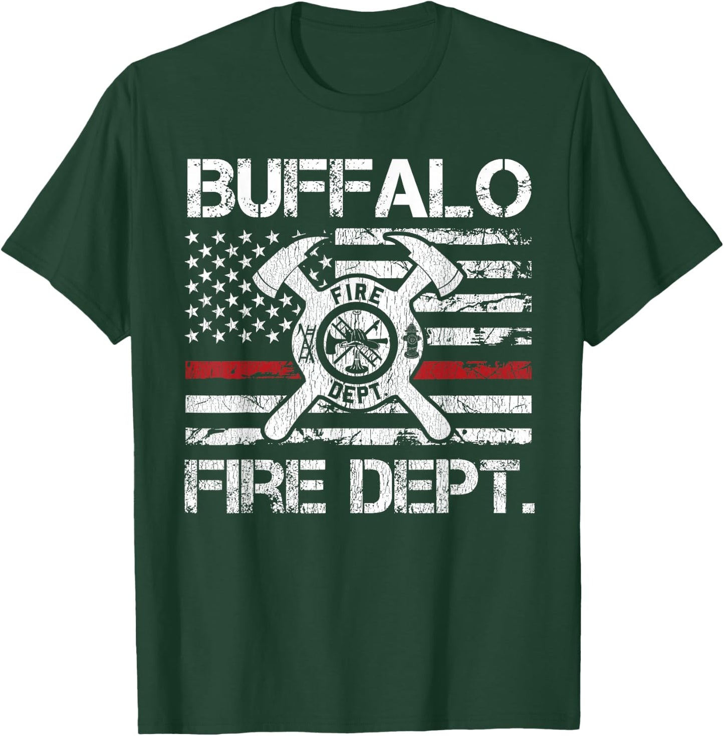 Buffalo New York Fire Department Thin Red Line Logo T-Shirt - T-Shirt | Forest