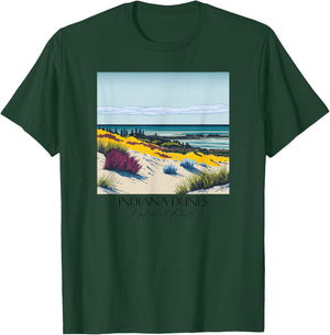 Cool Indiana Dunes National Park Hiking Watercolor Graphic T-Shirt - T-Shirt | Forest