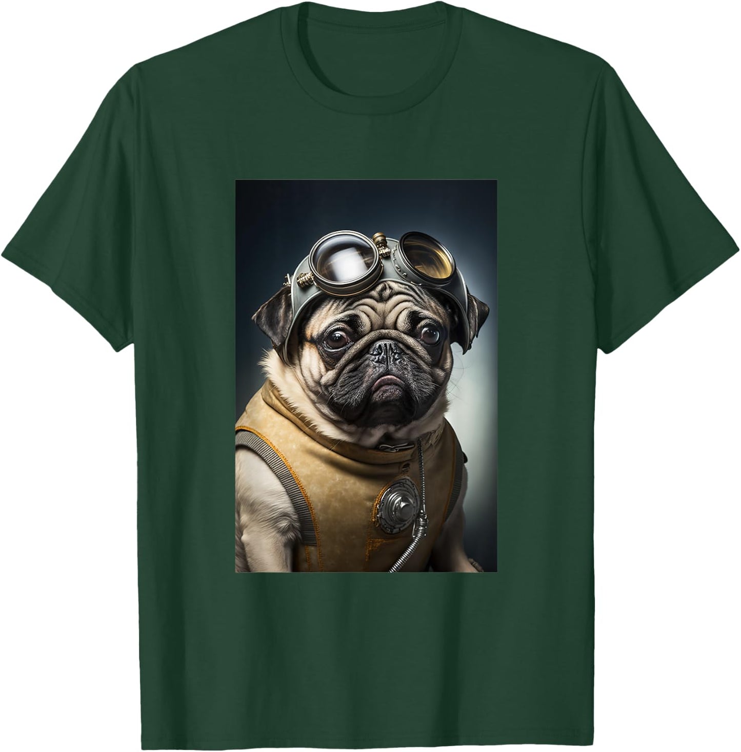 Space Smart Dog Kawaii Cute Pug PD Men Women Kids T-Shirt - T-Shirt | Forest