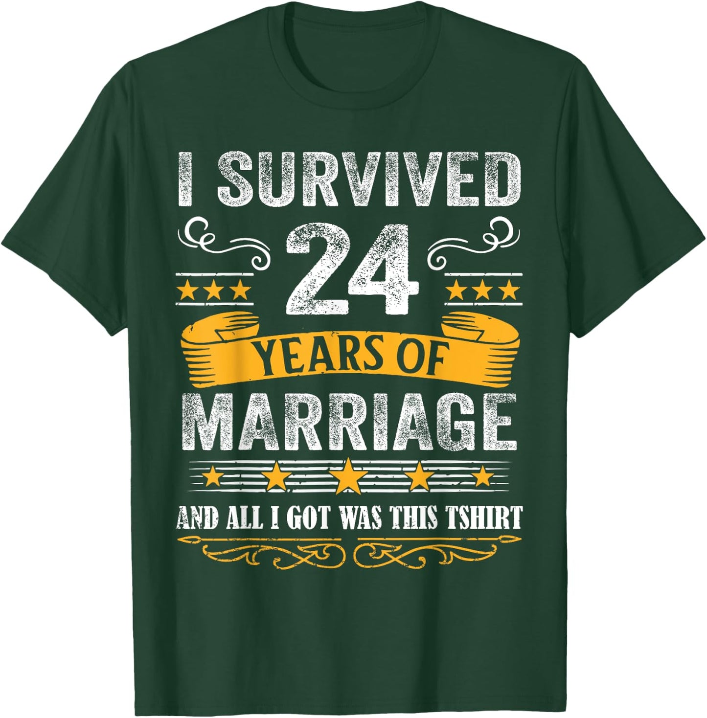 24th Wedding Anniversary shirt Couples Husband Wife 24 Years T-Shirt - T-Shirt | Forest