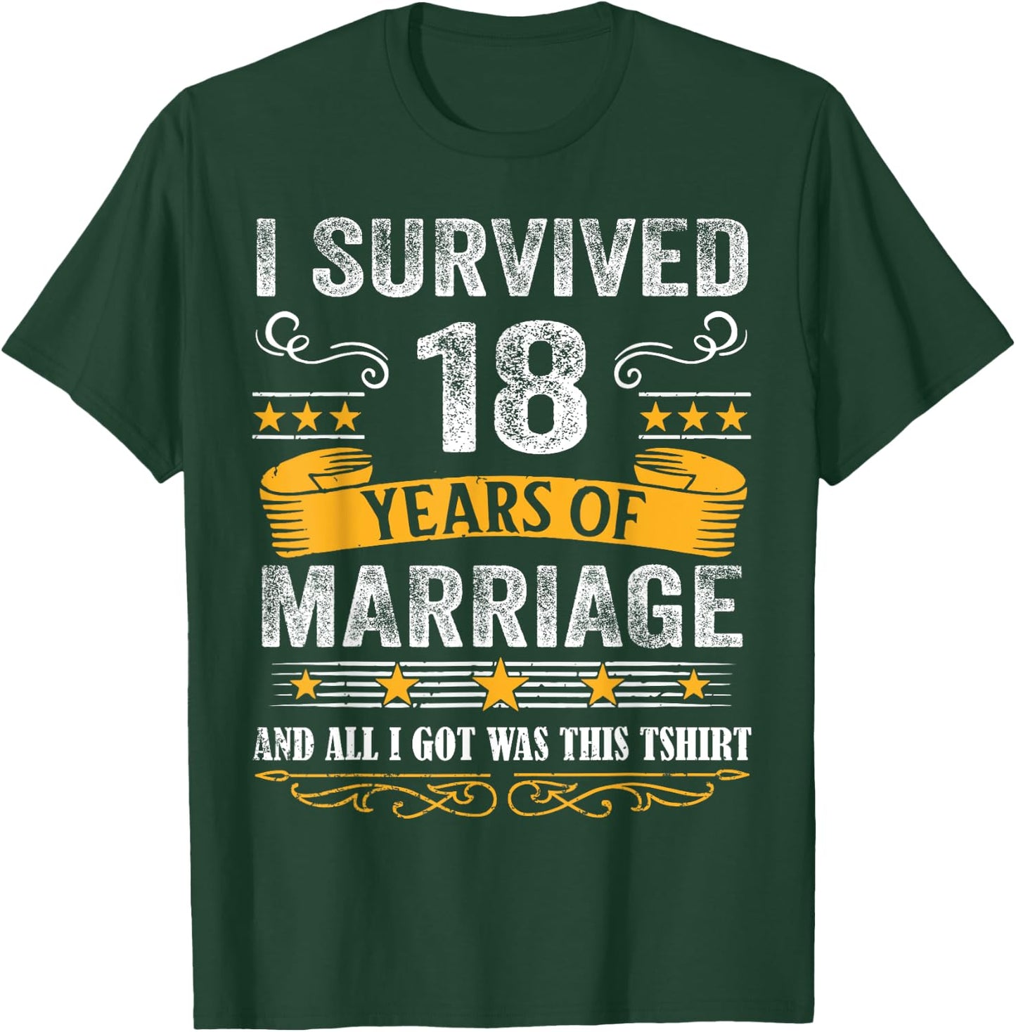 18th Wedding Anniversary shirt Couples Husband Wife 18 Years T-Shirt - T-Shirt | Forest