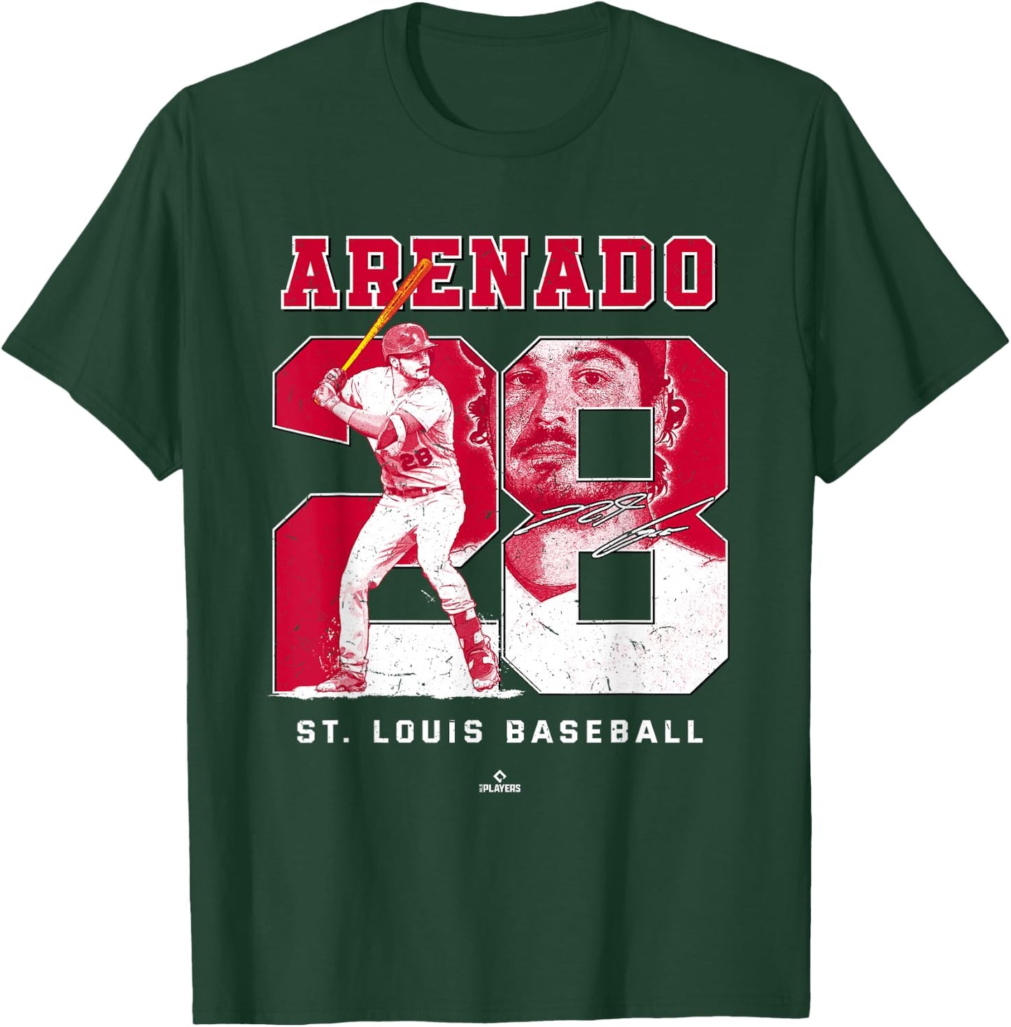 BallPark MVP -Adults Black Cotton Short Sleeve - Number and Portrait Nolan Arenado St Louis MLBPA - Small T-Shirt - T-Shirt | Forest