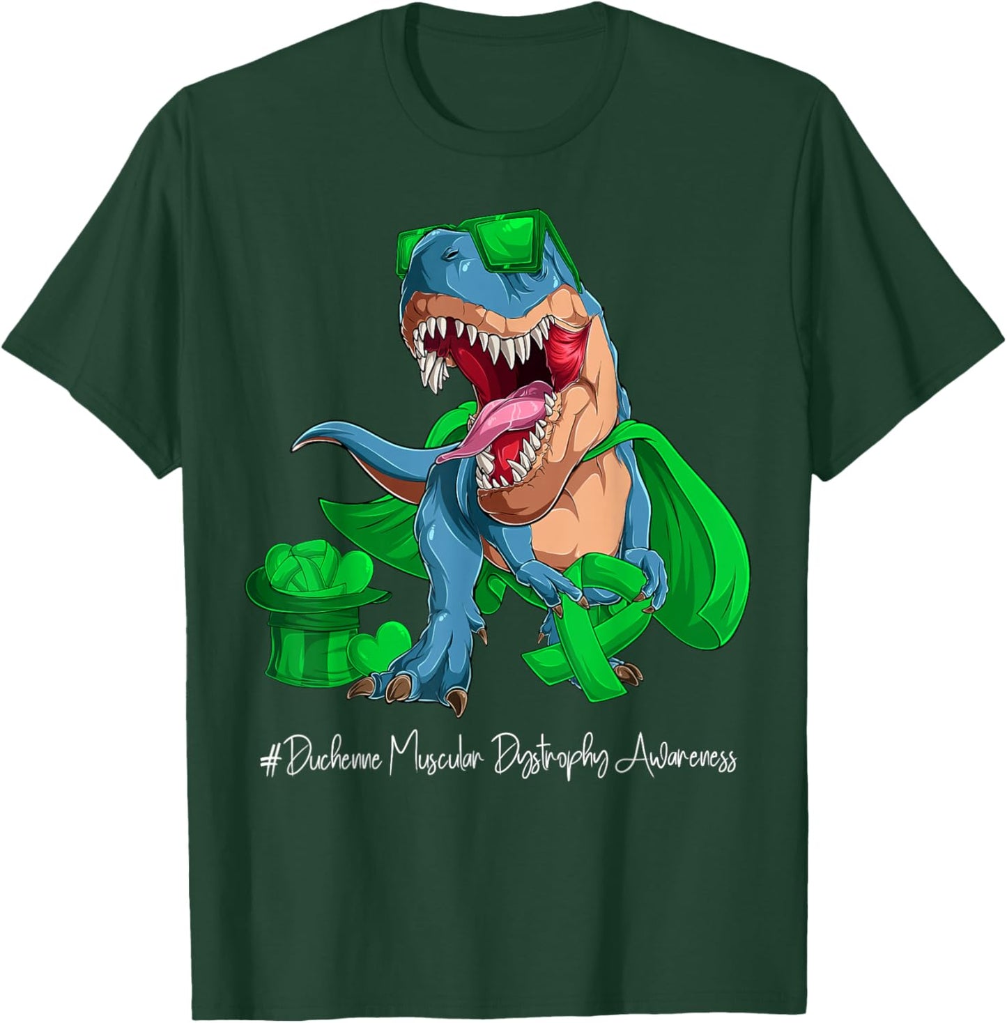 Duchenne Muscular Dystrophy Awareness Month Green Ribbon T-Shirt - T-Shirt | Forest