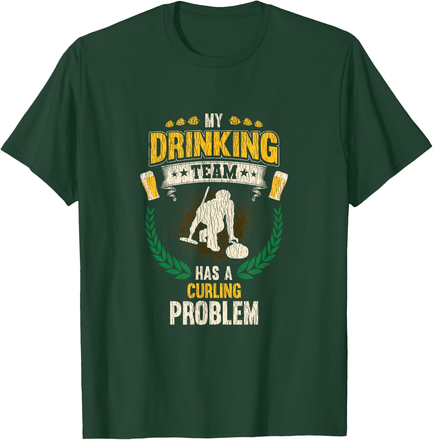 My Drinking Team Has A Curling Problem Funny Curling T-Shirt - T-Shirt | Forest
