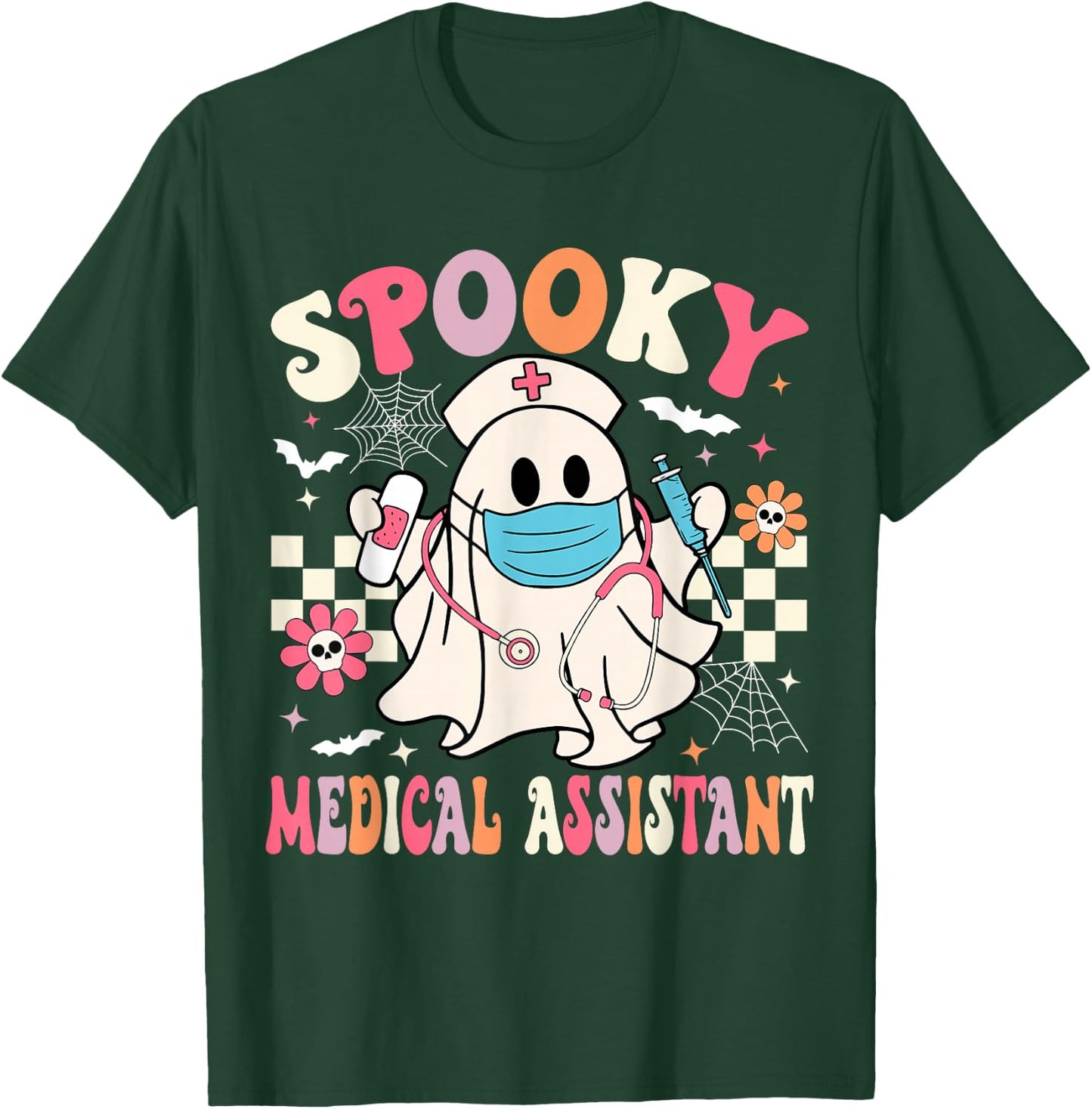 Groovy Spooky Medical Assistant Cute Halloween Med Assistant T-Shirt - T-Shirt | Forest