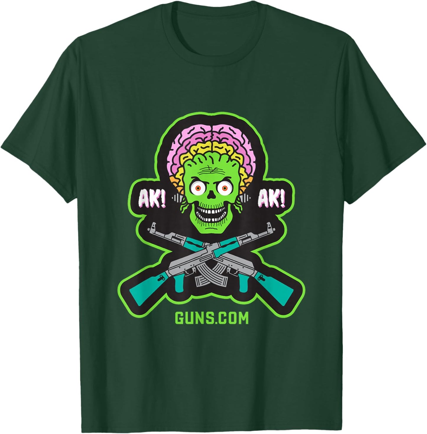 Guns.com AK-47 Alien - Women's Classic Fit Black Short Sleeve - Small T-Shirt - T-Shirt | Forest