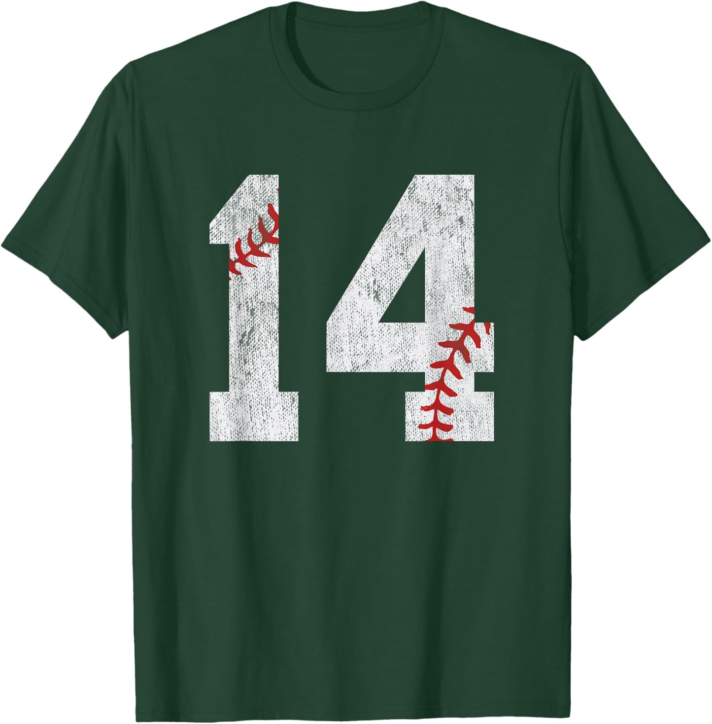 Number #14 Vintage 14th Birthday Baseball Lover 14 Years Old T-Shirt - T-Shirt | Forest
