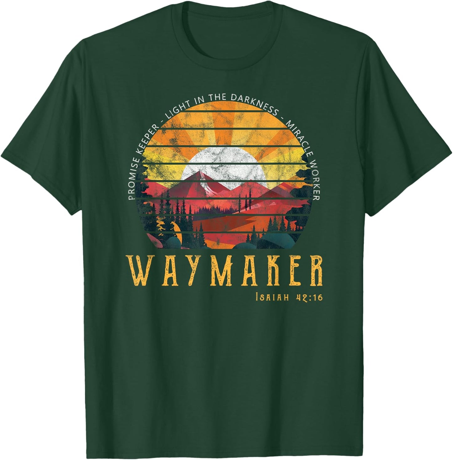 Vintage Waymaker Promise Keeper Miracle Worker Christian T-Shirt - T-Shirt | Forest