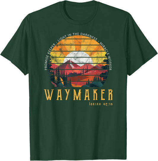 Vintage Waymaker Promise Keeper Miracle Worker Christian T-Shirt - T-Shirt | Forest