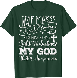 Vintage Way Maker Miracle Worker My God Christian Saying T-Shirt - T-Shirt | Forest