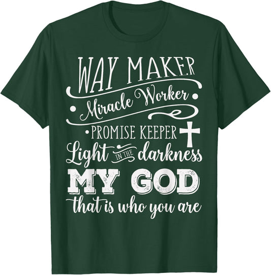 Vintage Way Maker Miracle Worker My God Christian Saying T-Shirt - T-Shirt | Forest