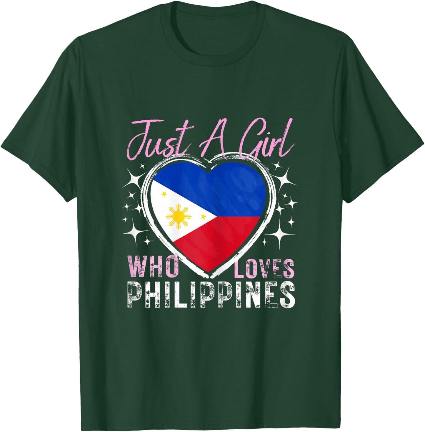 Just A Girl Who Loves Philippines Heart Flag for Girls T-Shirt - T-Shirt | Forest