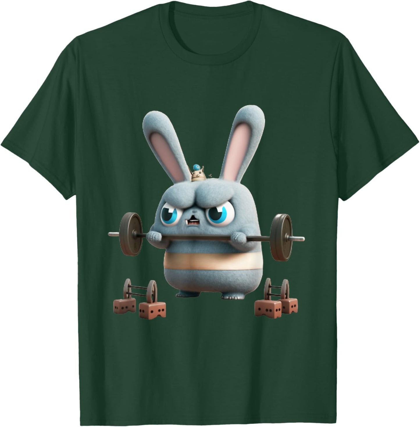 Funny Gym Workout Bunny Fitness Studio Rabbit Cardio Pump T-Shirt - T-Shirt | Forest