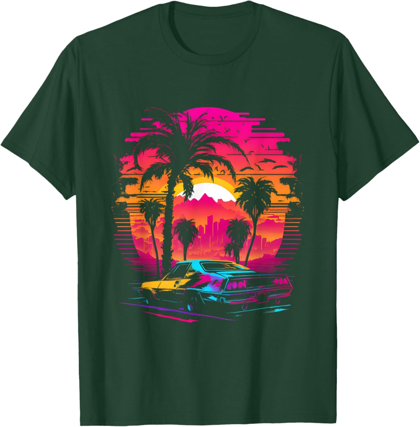 Retrowave Synthwave Aesthetic Sports Car 80s 90s T-Shirt - T-Shirt | Forest