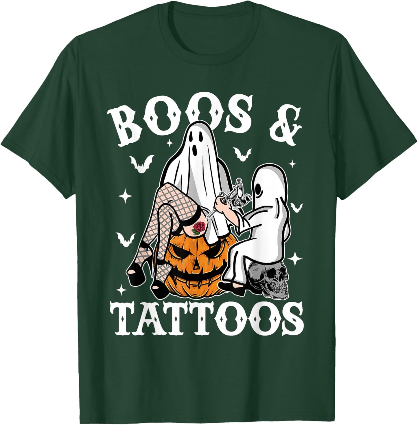 Ghosts Pumpkin Tattoo Artist Halloween Boos And Tattoos T-Shirt - T-Shirt | Forest