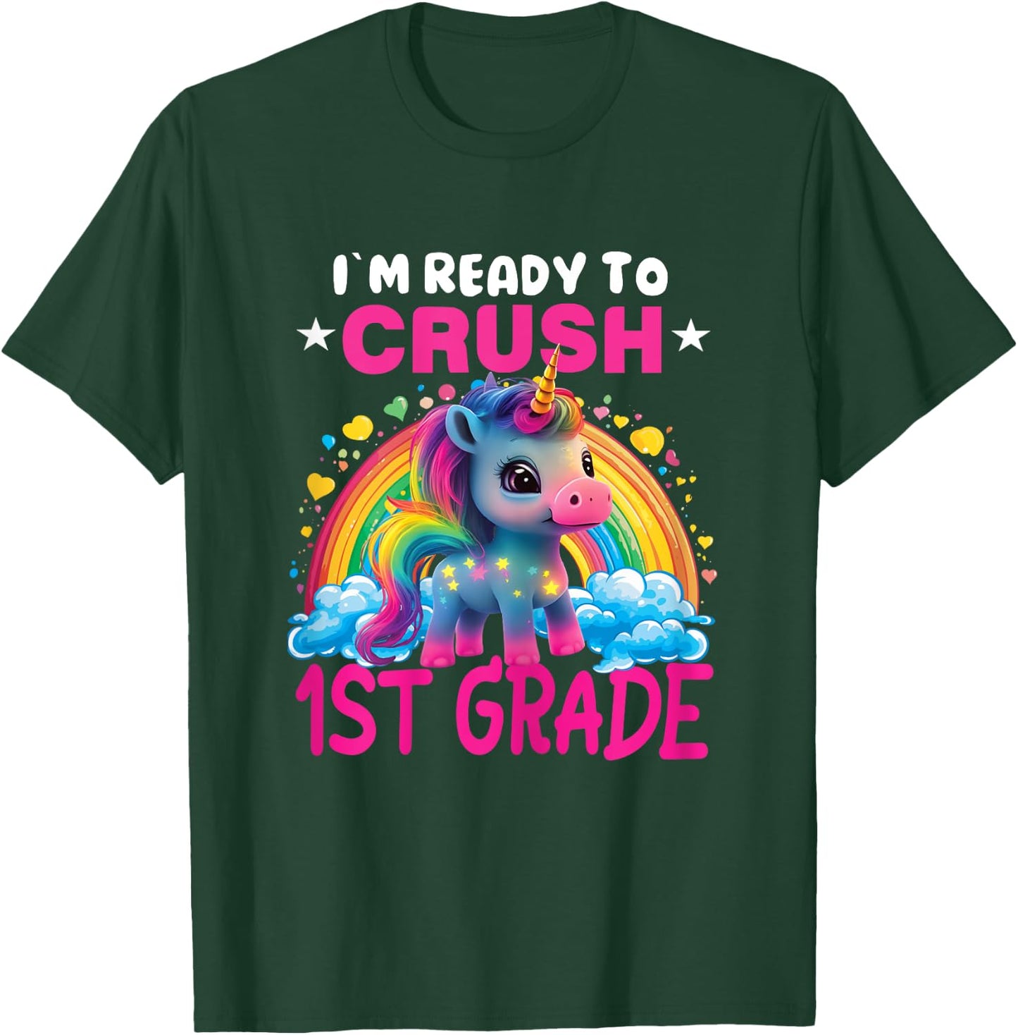Crush 1st Grade Dabbing Unicorn Back to School Girls Gift T-Shirt - T-Shirt | Forest
