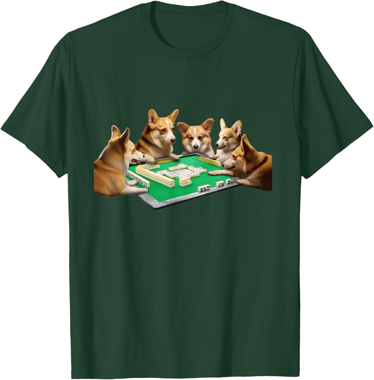 Corgi Dog Mahjongg Funny Dog Letter Men's Funny Clothes Funny Goods Present Neta Jakushi T-Shirt - T-Shirt | Forest