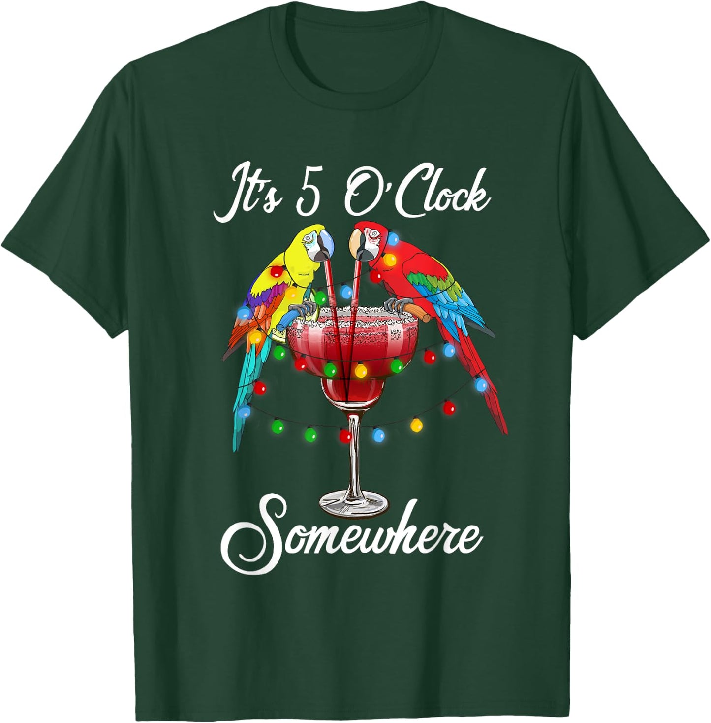 Parrots Drinking Margarita It's 5 O'clock Somewhere T-Shirt - T-Shirt | Forest