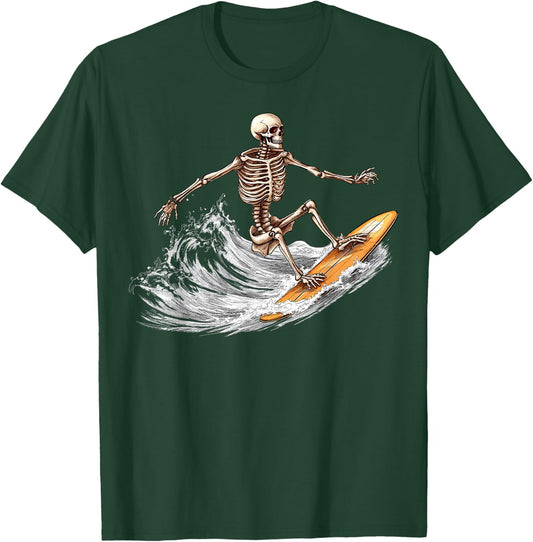 Skeleton Surfer Surfboard Beach Summer Surf Surfing Men Women Kids T-Shirt - T-Shirt | Forest