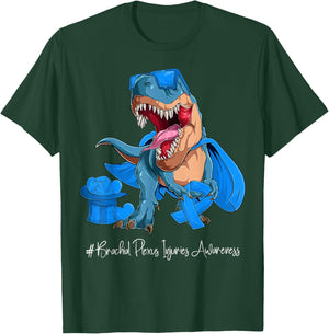 Brachial Plexus Injuries Awareness Month Blue Ribbon Trex T-Shirt - T-Shirt | Forest
