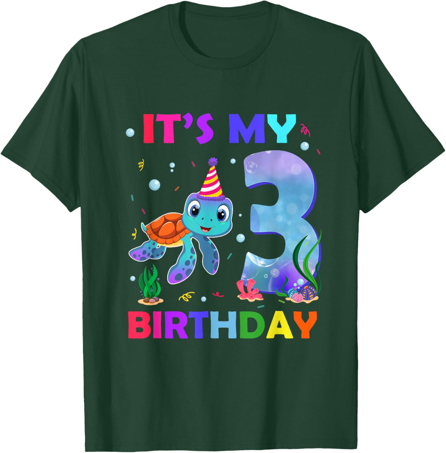 Its My 3rd Birthday Sea Turtle 3 Year Old Ocean T-Shirt - T-Shirt | Forest