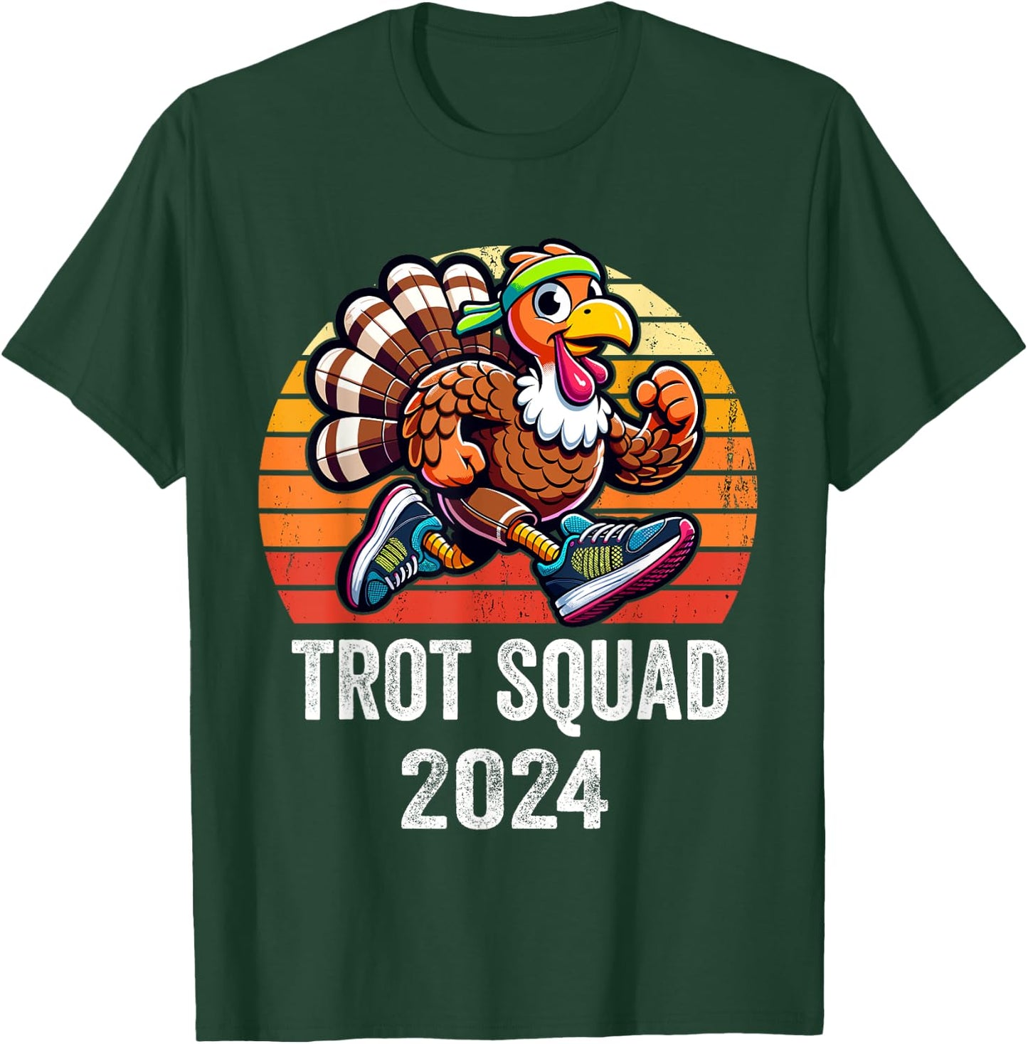 Thanksgiving Turkey Trot Squad 2024 Running Turkey Trot T-Shirt - T-Shirt | Forest