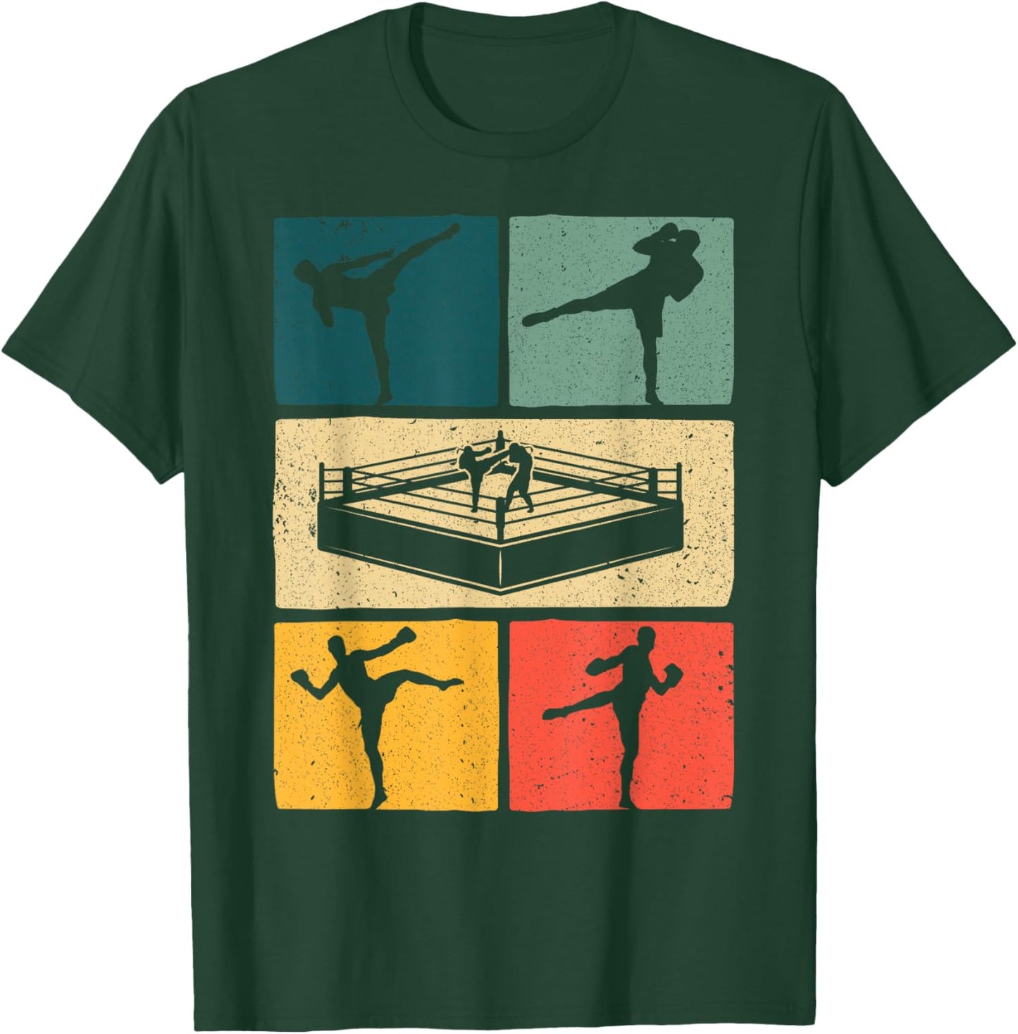 Vintage Kickboxing Art Women Kickboxer Sports Lover T-Shirt - T-Shirt | Forest