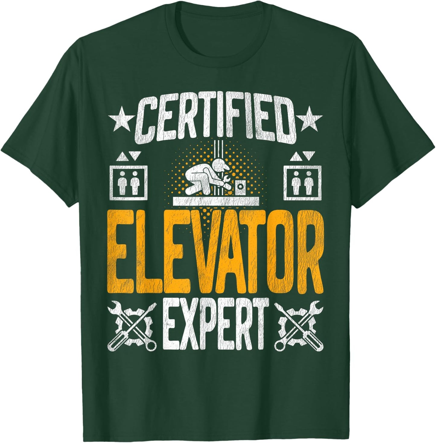 Certified Elevator Mechanic Expert - Elevator Inspector T-Shirt - T-Shirt | Forest