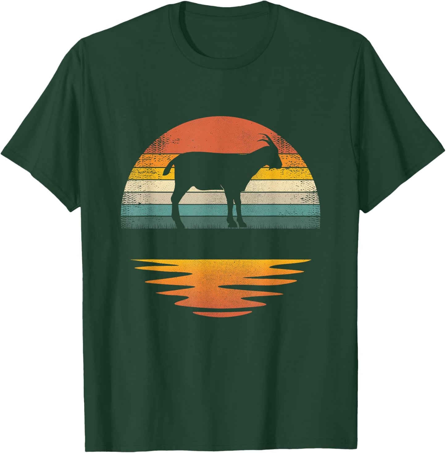 Goat Vintage Retro Sunset Goat Lover Men Women Kids T-Shirt - T-Shirt | Forest