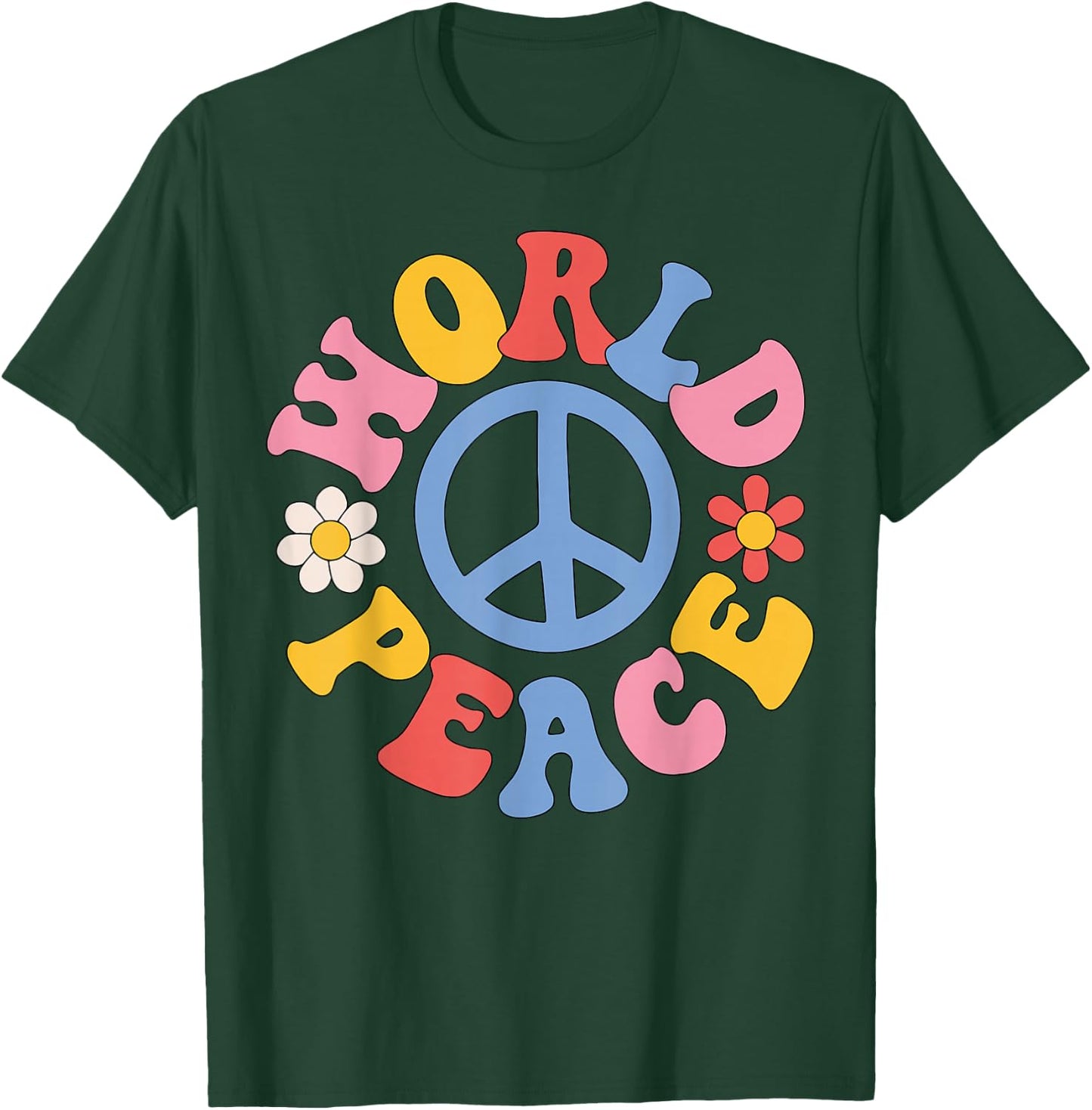 Peace Sign World 60's Retro Design Groovy 70s Hippie T-Shirt - T-Shirt | Forest