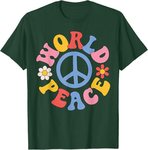 Peace Sign World 60's Retro Design Groovy 70s Hippie T-Shirt - T-Shirt | Forest