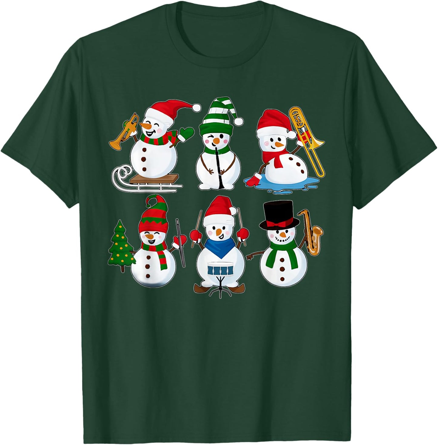 Music Snowman Band Christmas Musical Teacher T-Shirt - T-Shirt | Forest