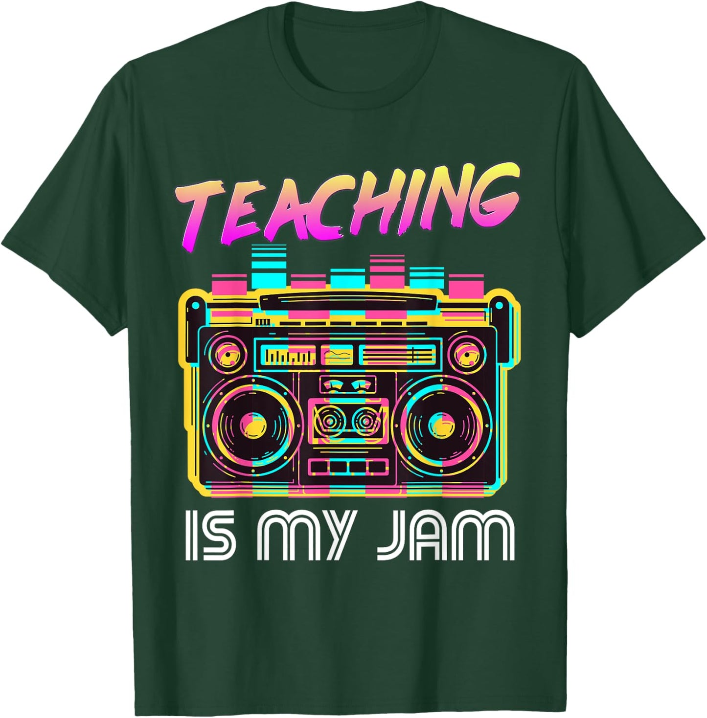 Back to School Retro Teaching is My Jam 80s Teacher Boombox T-Shirt - T-Shirt | Forest