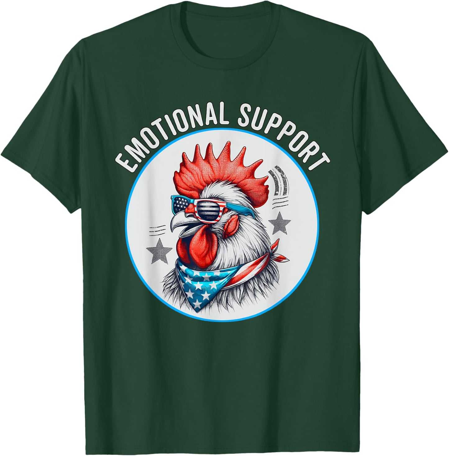 Chicken Emotional Support Cock with American Flag Men T-Shirt - T-Shirt | Forest