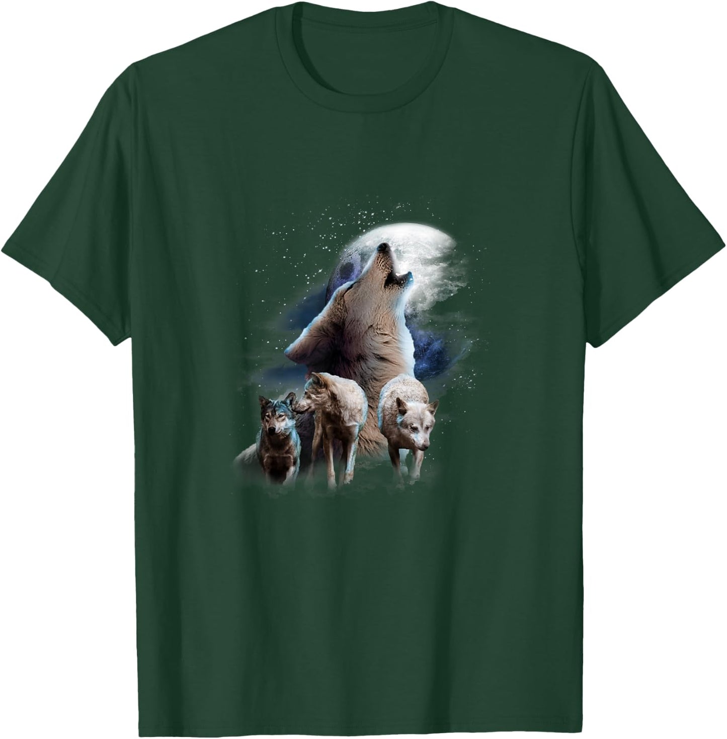 Space Wolves Cosmic Snow Wolf Howling At Moon T-Shirt - T-Shirt | Forest
