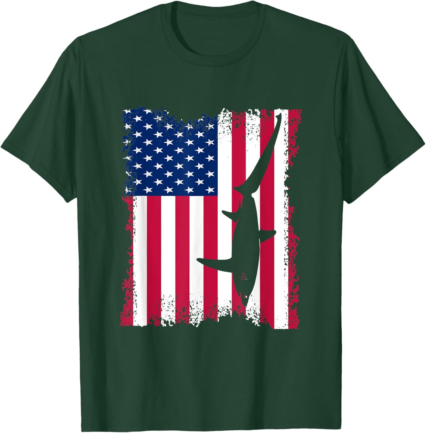 Vintage US Flag Thresher Shark T-Shirt - T-Shirt | Forest