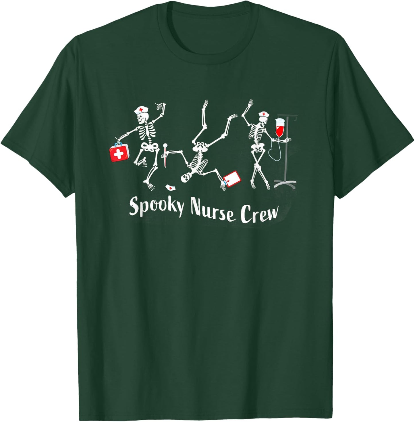 Spooky Nurse Crew Dancing Skeleton Spooky Halloween Nurse T-Shirt - T-Shirt | Forest
