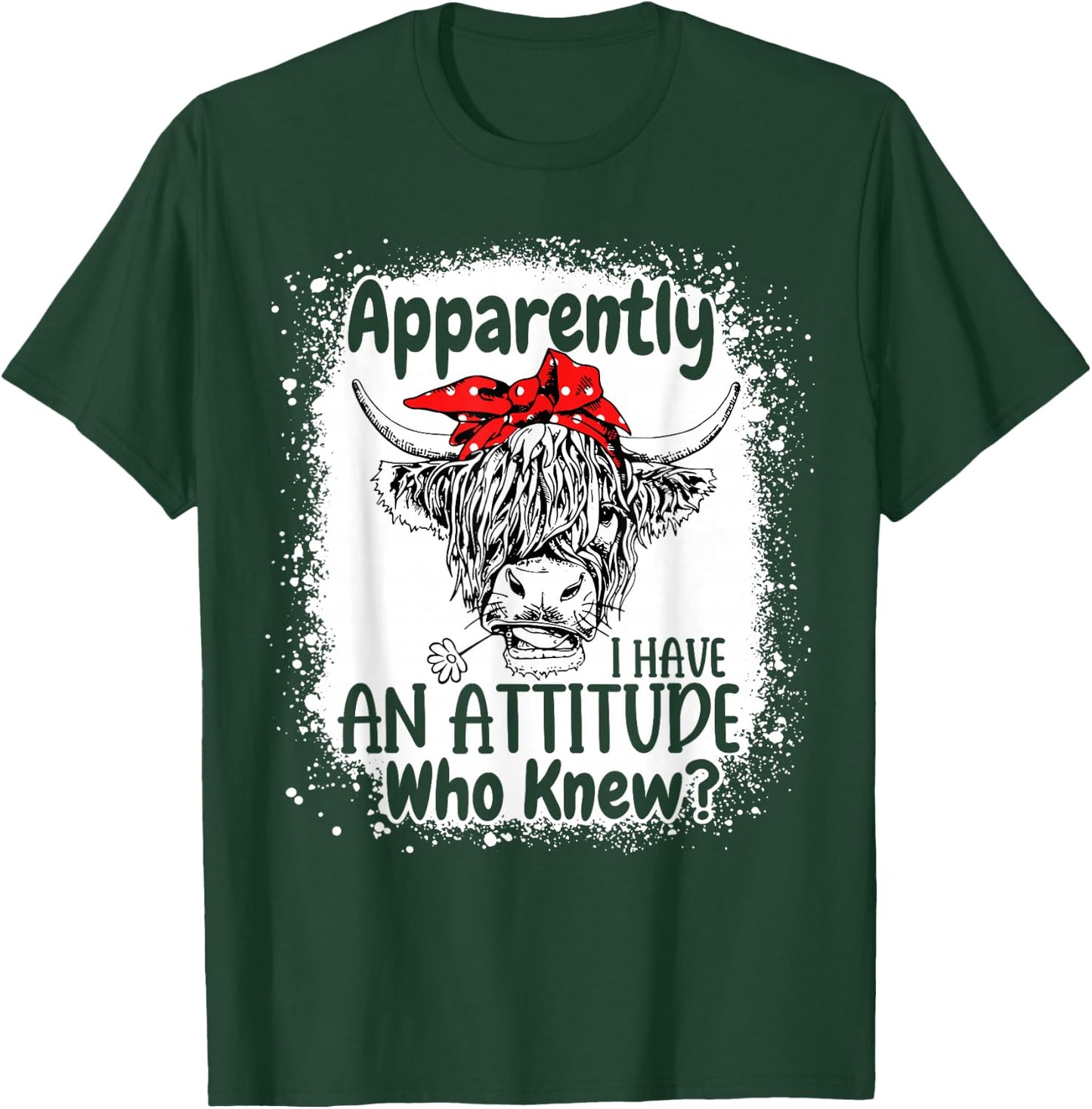 Apparently I Have An Attitude Who Knew Bleached Highland Cow T-Shirt - T-Shirt | Forest
