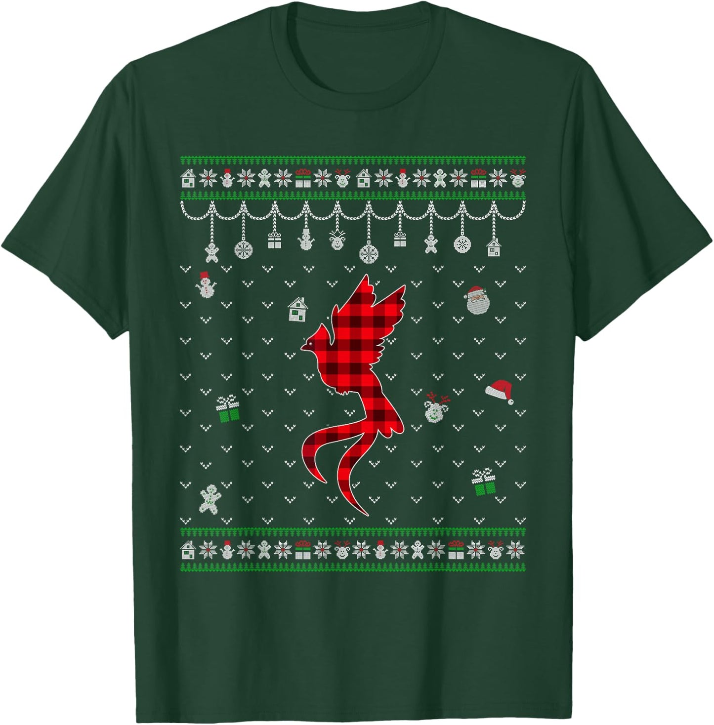Red Plaid Quetzal Lover Funny Ugly Christmas Sweater T-Shirt - T-Shirt | Forest