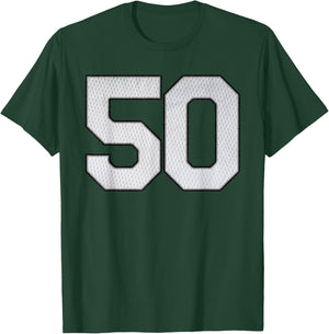 White Jersey Number 50 Athlete Sports Supporter Fanwear T-Shirt - T-Shirt | Forest