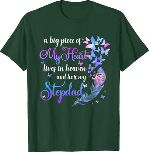 My Stepdad Lives In Heaven Step Dad Memorial Quote T-Shirt - T-Shirt | Forest