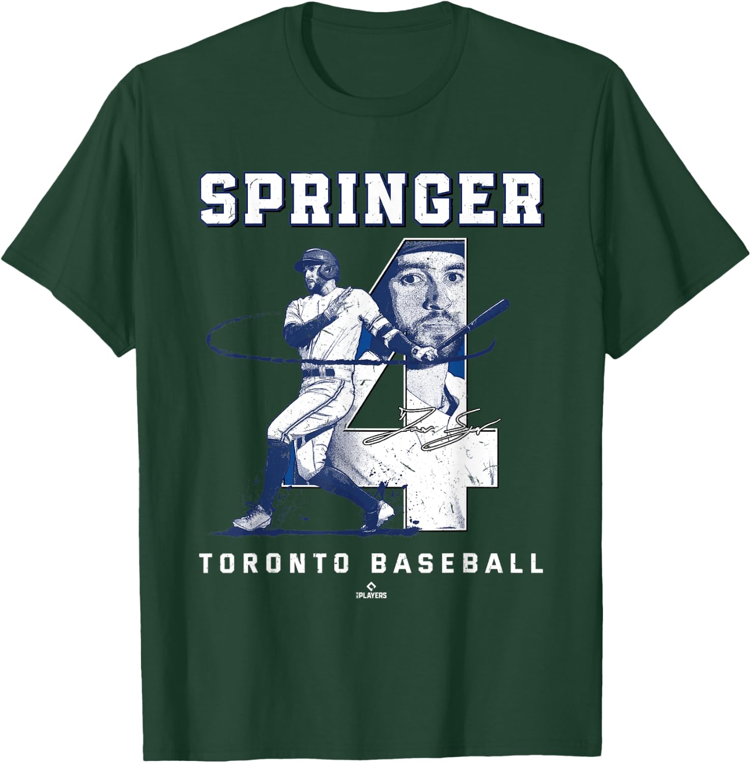 Number and Portrait George Springer Toronto MLBPA T-Shirt - T-Shirt | Forest