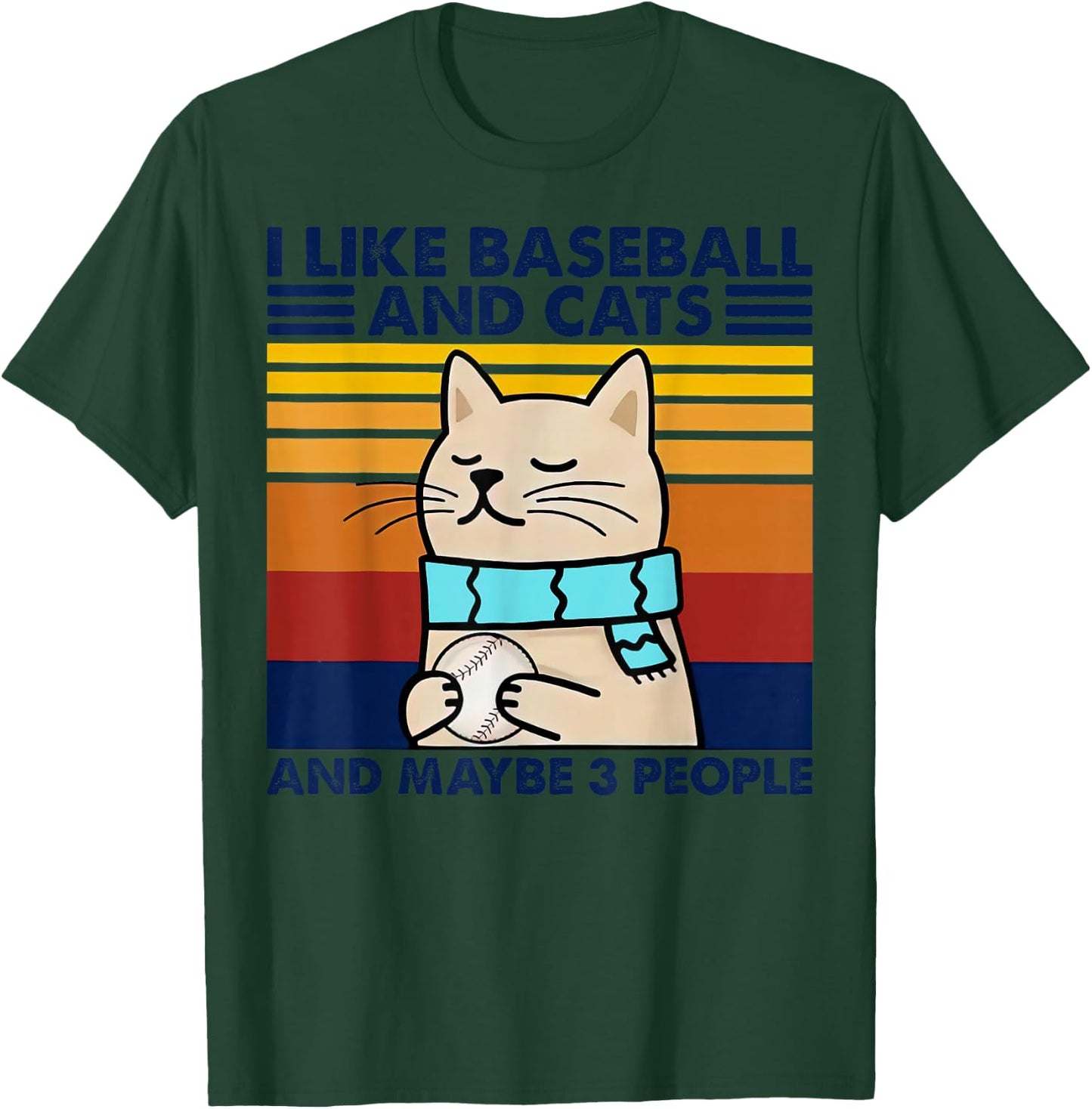 I Like Baseball And Cats And Maybe 3 People Vintage T-Shirt - T-Shirt | Forest